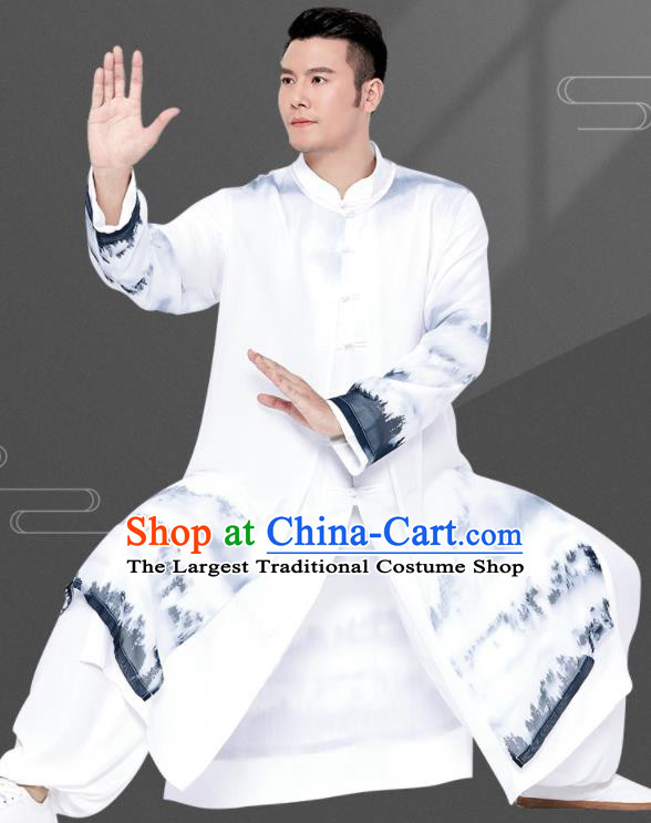 Chinese Tai Chi Training Uniforms Kung Fu Ink Painting Landscape Clothing Martial Arts Garment Costumes for Women for Men