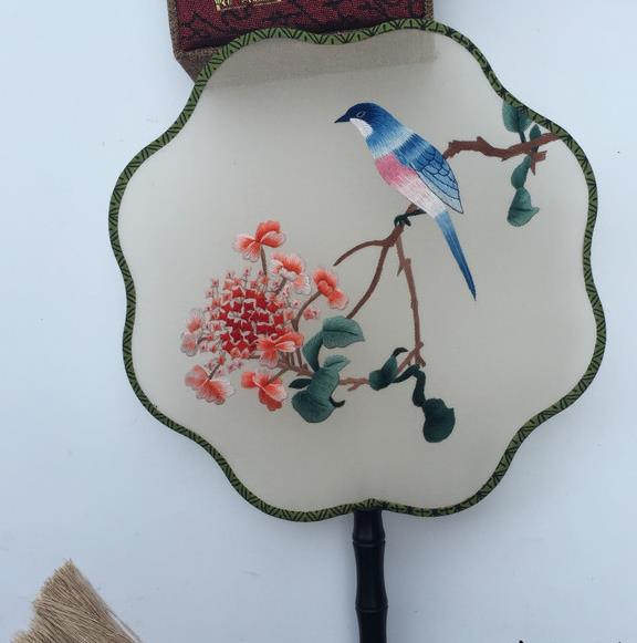 China Traditional Hanfu Fan Handmade Craft Silk Fans Vintage Double Sided Fan Suzhou Embroidery Fan