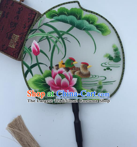 China Suzhou Embroidery Lotus Silk Fan Handmade Peach Shape Fan Traditional Palace Fan Classical Cheongsam Dance Fans