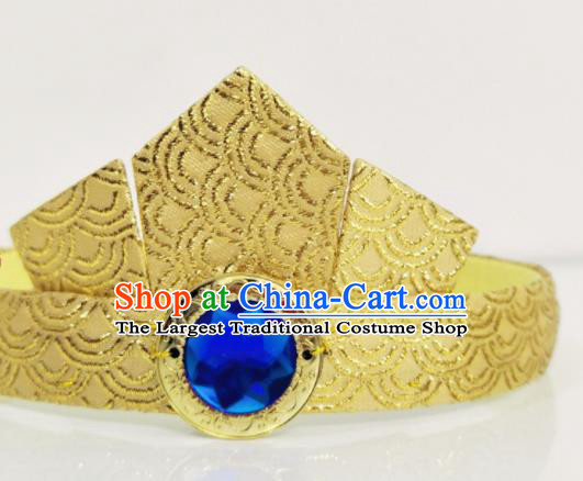 Handmade Chinese Shang Dynasty Childe Golden Hair Crown Ancient God King Headwear Drama Traditional Hanfu Hair Accessories