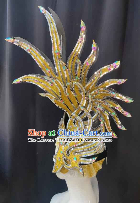Professional Easter Hair Decorations Stage Performance Golden Hat Halloween Rome King Headdress Cosplay Warrior Headwear