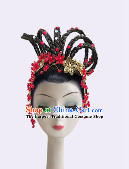 Handmade Chinese Stage Performance Wigs Chignon Classical Dance Hair Accessories Peacock Dance Headpieces