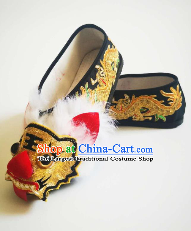 Chinese Beijing Opera Wusheng Shoes Handmade Embroidered Tiger Head Shoes Peking Opera Shoes Chuan Opera General Shoes