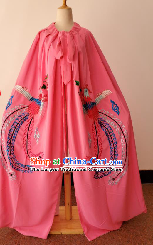 China Ancient Princess Clothing Peking Opera Embroidered Phoenix Pink Mantle Beijing Opera Diva Cape Shaoxing Opera Empress Costume