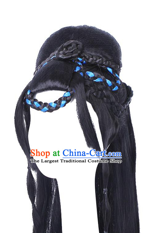 Chinese Tang Dynasty Imperial Concubine Hairpieces Traditional Hanfu Wigs Chignon Ancient Court Princess Headdress
