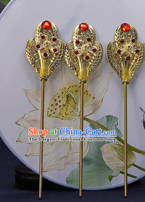 Chinese Ancient Empress Golden Hair Stick Tang Dynasty Court Woman Hairpin Traditional Hanfu Hair Accessories