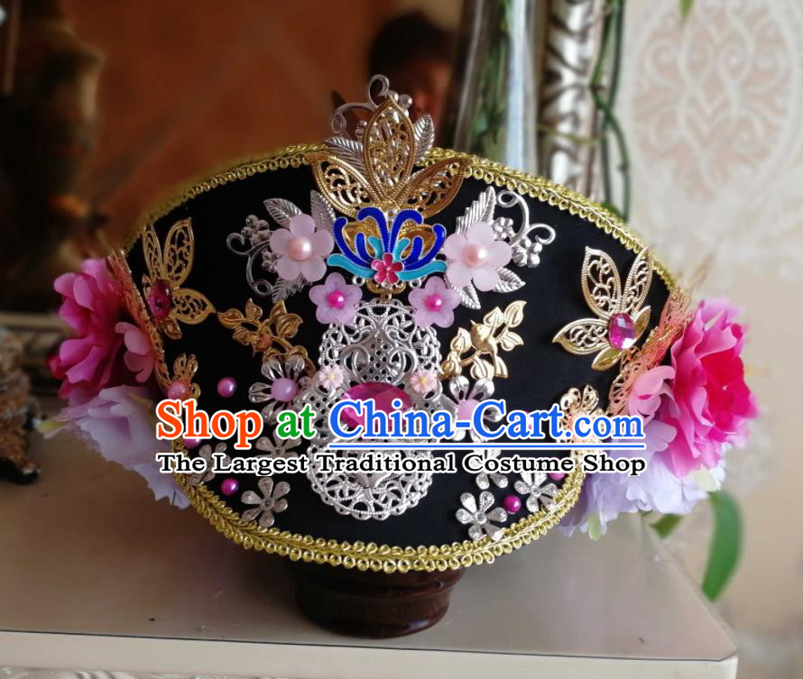 China Handmade Qing Dynasty Imperial Consort Hair Crown Traditional Empresses in the Palace Zhen Huan Court Headdress Ancient Court Woman Hat