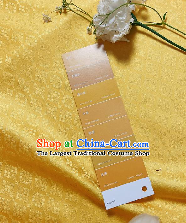 China Song Dynasty Yellow Brocade Tang Suit Damask Classical Rhombus Pattern Satin Tapestry Traditional Hanfu Dress Silk Fabric