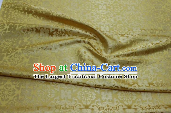 China Classical Plum Pattern Cheongsam Tapestry Yellow Satin Damask Traditional Silk Fabric Tang Suit Jacquard Brocade Material