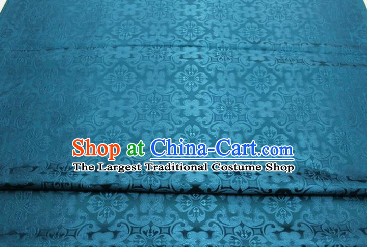China Lake Blue Satin Damask Traditional Silk Fabric Tang Suit Jacquard Brocade Material Classical Plum Pattern Cheongsam Tapestry