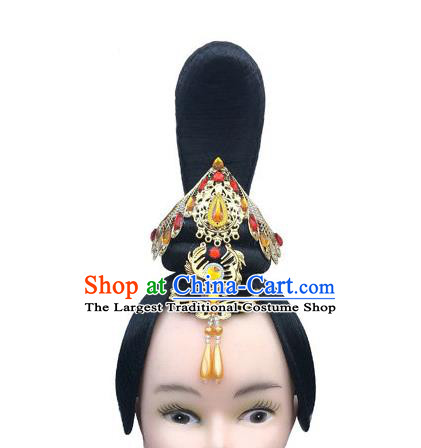 China Court Dance Hair Accessories Classical Dance Headdress Traditional Tang Dynasty Dance Wigs and Headpieces
