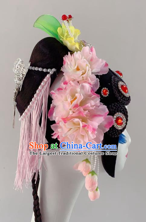 Chinese Classical Dance Hair Accessories Peking Opera Diva Wigs Headwear Woman Stage Performance Hairpieces
