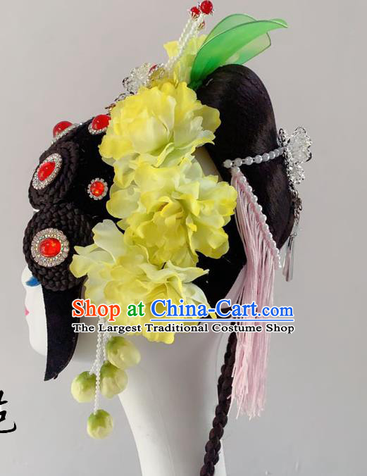 Chinese Classical Dance Hair Accessories Peking Opera Diva Wigs Headwear Woman Stage Performance Hairpieces