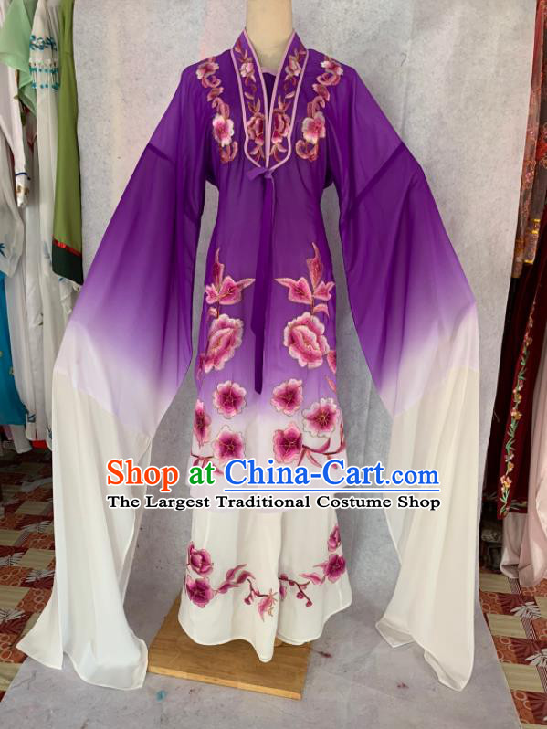China Peking Opera Diva Clothing Ancient Princess Garment Costume Shaoxing Opera Actress Purple Dress Outfits