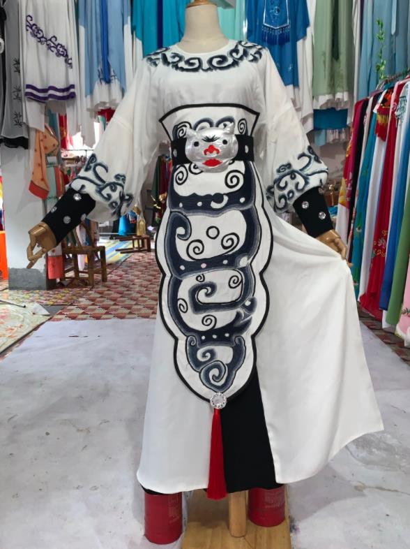 China Beijing Opera Wusheng White Robe Uniforms Traditional Opera Swordsman Clothing Shaoxing Opera Young General Garment Costumes