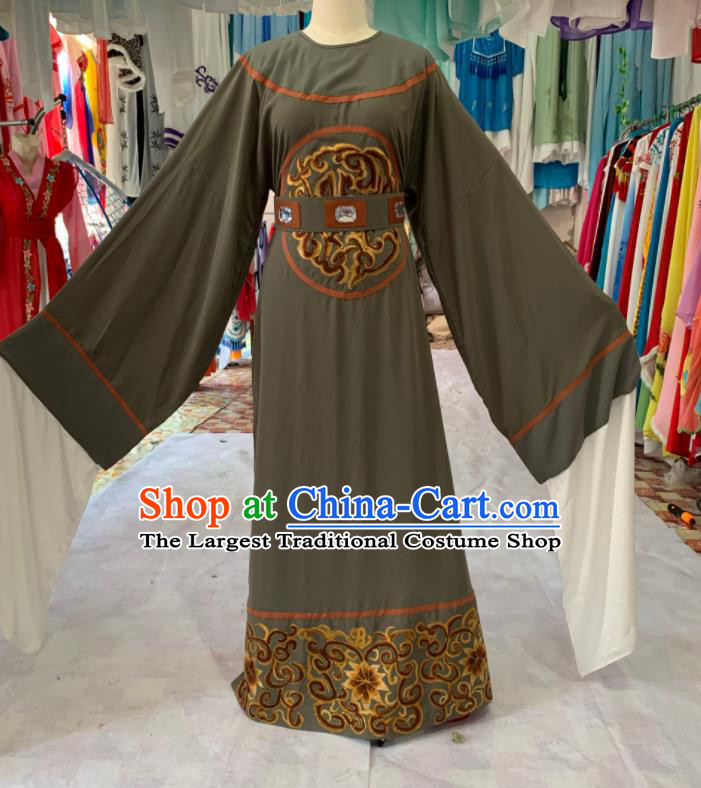 China Traditional Opera Young Male Clothing Shaoxing Opera Scholar Garment Costume Beijing Opera Embroidered Grey Official Robe