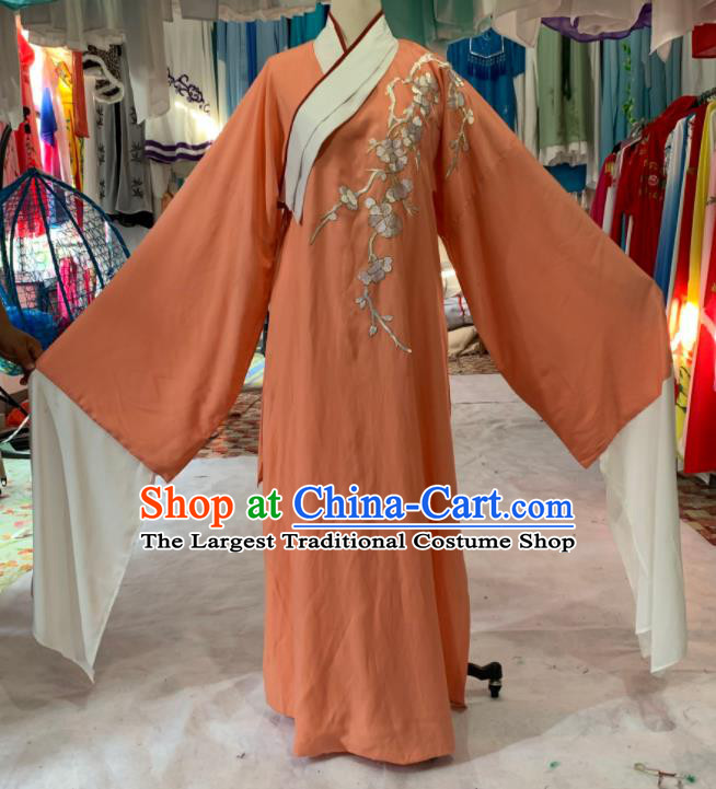 China Shaoxing Opera Scholar Garment Costume Beijing Opera Niche Embroidered Orange Robe Uniforms Traditional Opera Young Man Clothing
