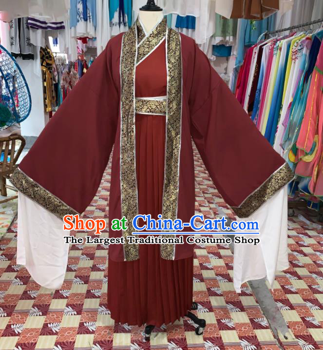 China Henan Opera Old Dame Wine Red Dress Outfits Traditional Peking Opera Laodan Clothing Ancient Elderly Woman Garment Costumes