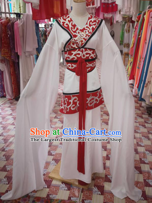 China Ancient Village Lady Garment Costumes Shaoxing Opera Xi Shi White Dress Outfits Traditional Peking Opera Beauty Clothing