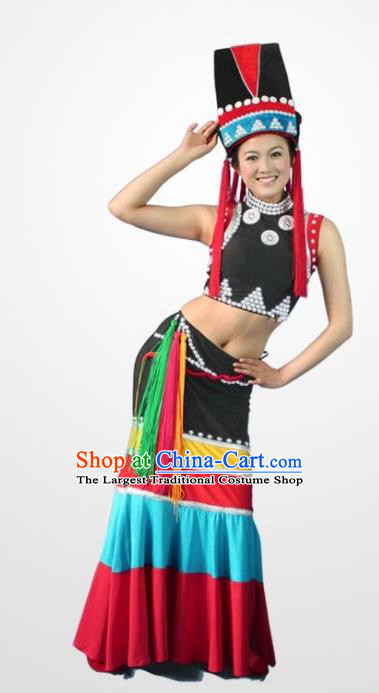 Chinese Ethnic Stage Performance Outfits Dai Nationality Folk Dance Clothing Peacock Dance Garments Yunnan Minority Woman Dress