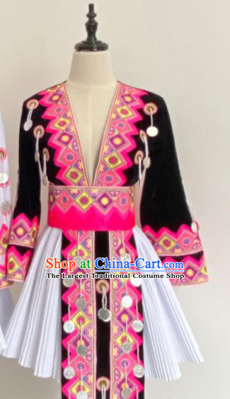China Miao Nationality Wedding Costumes Ethnic Performance Clothing Traditional Hmong Skirt Outfits Yunnan Minority Folk Dance Garments