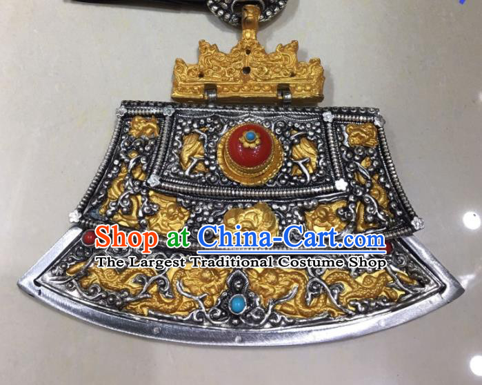 Handmade China Tibetan Robe Steel Flint Waistband Zang Nationality Waist Accessories Ethnic Wedding Cupronickel Belt Pendant