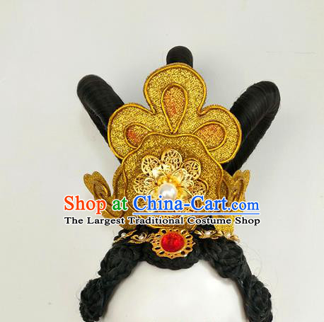 Chinese Flying Apsaras Dance Hairpieces Traditional Palace Dance Wigs Chignon Classical Dance Hair Accessories Women Group Dance Headdress