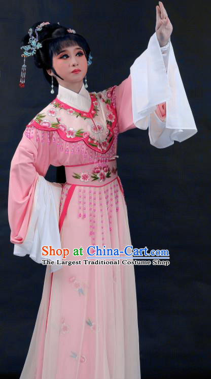 Chinese Traditional Shaoxing Opera Lin Daiyu Clothing Beijing Opera Actress Pink Dress Outfits Ancient Patrician Lady Garment Costumes