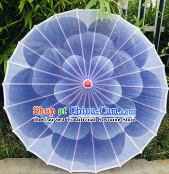 Chinese Blue Jasmine Flower Umbrellas Stage Performance Umbrella Traditional Silk Bumbershoot Classical Dance Umbrella Opening Dance Umbrella