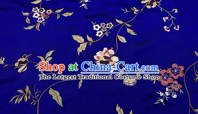 China Embroidered Blue Damask Cloth Classical Qipao Dress Brocade Material Tang Suit Drapery Traditional Cheongsam Silk Fabric