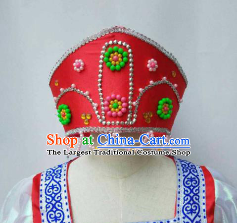 Custom Russian Traditional Dance Red Hat Headdress Russia Court Maid Hair Crown Handmade Beads Hair Accessories