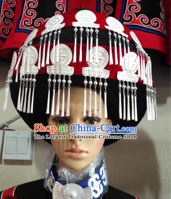 China Liangshan Ethnic Group Performance Headdress Yi Nationality Bamboo Headwear Handmade Minority Circular Hat