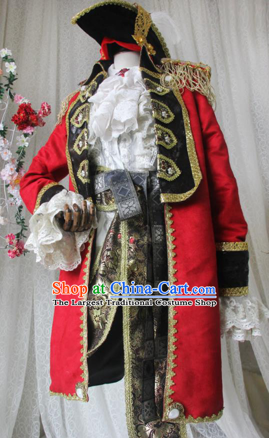 Top England Earl Uniforms European Gentleman Garment Costumes Cosplay Pirate Red Suits