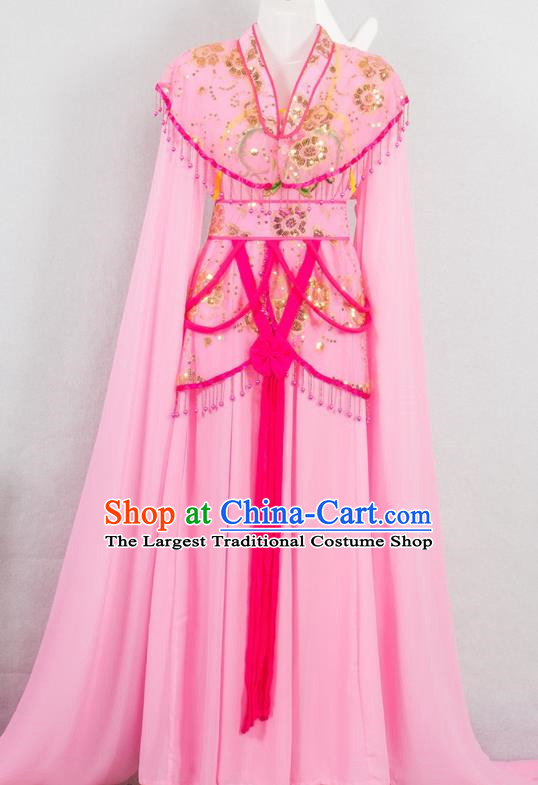 Chinese Traditional Shaoxing Opera Fairy Pink Dress Outfits Peking Opera Young Lady Clothing Ancient Princess Garment Costumes