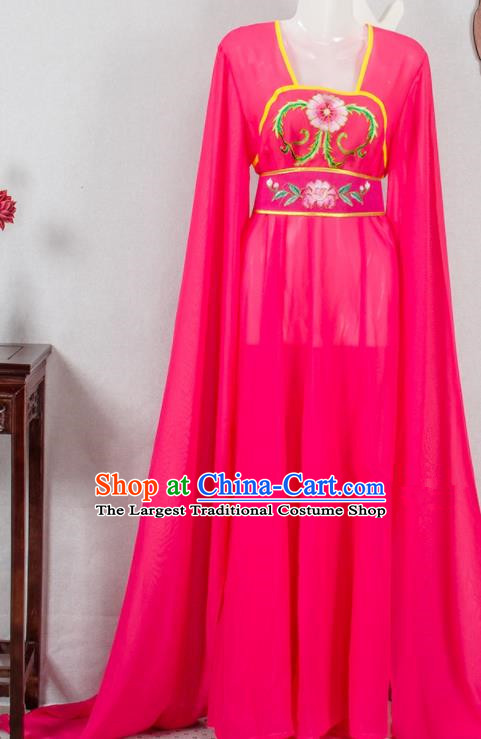 Chinese Traditional Huangmei Opera Actress Rosy Dress Outfits Peking Opera Hua Tan Clothing Ancient Court Maid Garment Costumes