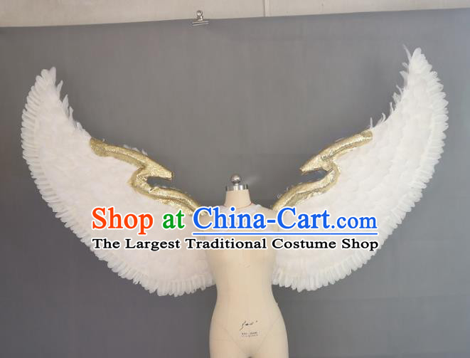 Custom Halloween Cosplay White Feather Wings Miami Catwalks Back Decorations Stage Show Angel Accessories Model Performance Feathers Props
