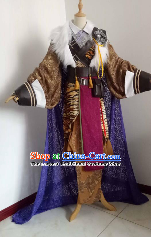 Chinese Ancient Swordsman Brown Uniforms Traditional Cosplay Royal Highness Clothing Thunderbolt Fantasy Juan Canyun Garment Costumes