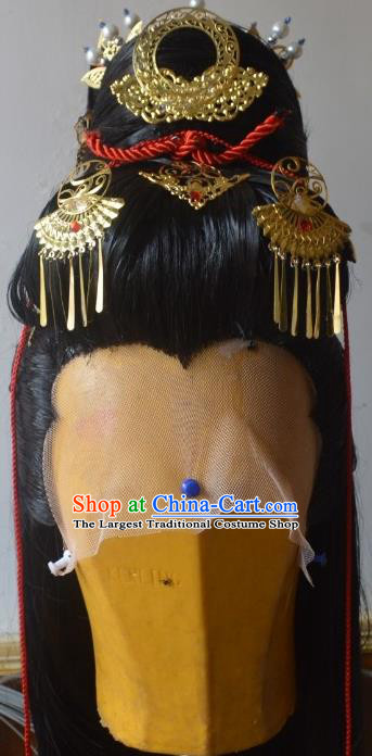 Chinese Ancient Knight Periwig Hair Accessories Handmade Cosplay Chivalrous Male Headdress Traditional Swordsman Dongfang Bubai Wigs Hairpieces