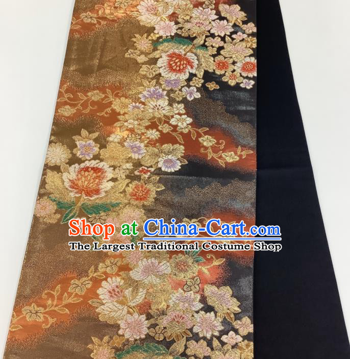 Japanese Traditional Yukata Robe Nishijin Girdle Accessories Classical Flowers Pattern Kimono Belt Handmade Brocade Waistband