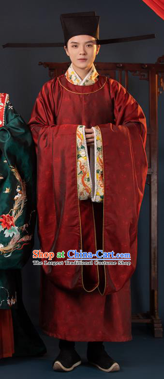 China Ancient Young Childe Garment Costumes Traditional Wedding Hanfu Robe Attire Song Dynasty Official Historical Clothing for Men