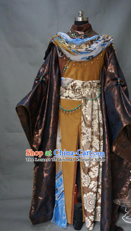 Chinese Ancient Warrior Monk Uniforms Traditional Puppet Show Swordsman Feng Xiaoyao Garment Costumes Cosplay Castellan Clothing