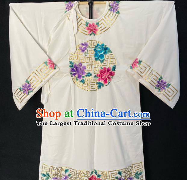 Chinese Traditional Opera Scholar Clothing Shanxi Opera Young Childe Garment Costume Peking Opera Xiaosheng Embroidered White Robe