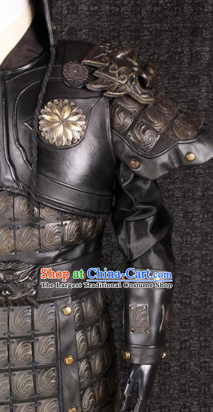 Chinese Ancient General Garment Costumes Traditional Han Dynasty Warrior Zhang Fei Armor and Helmet Set