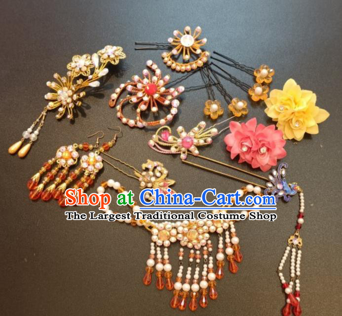 China Ancient Noble Lady Hair Accessories Traditional Yue Opera Actress Phoenix Hairpins Beijing Opera Hua Tan Headpieces