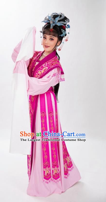 Chinese Peking Opera Hua Tan Garment Costumes Traditional Shaoxing Opera Empress Magenta Dress Ancient Royal Princess Clothing