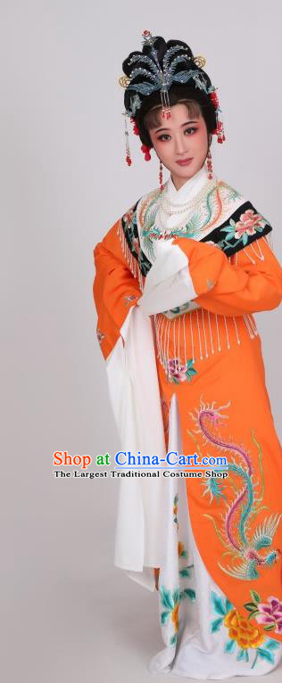 Chinese Ancient Noble Woman Clothing Peking Opera Hua Tan Orange Dress Traditional Shaoxing Opera Wang Xifeng Garment Costumes
