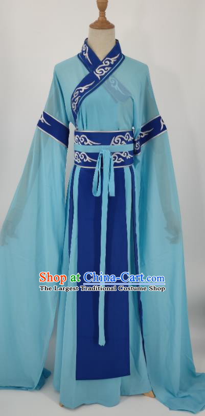 China Shaoxing Opera Hua Tan Blue Dress Peking Opera Distressed Mistress Costume Ancient Country Female Clothing