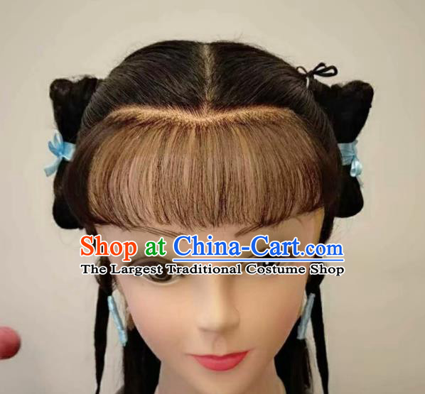 Chinese Beijing Opera Livehand Headdress Traditional Opera Hair Accessories Shaoxing Opera Servant Boy Wig Headgear