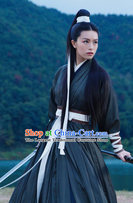 Chinese Ancient Female Swordsman Costumes Wuxia Heroine Clothing TV Series Sword Snow Stride Replica Garments
