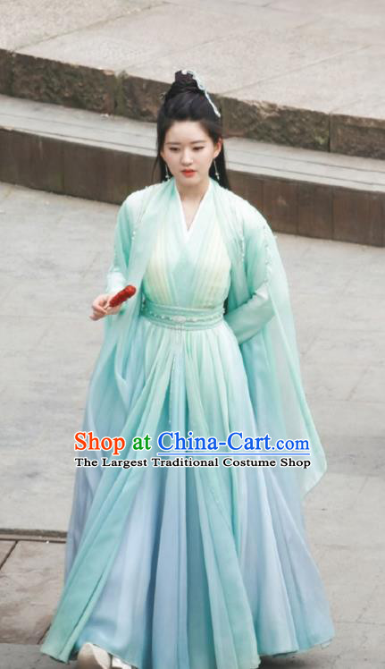 Chinese Young Swordswoman Garment Costumes Ancient Chivalrous Women Clothing Wuxia TV Series Qie Shi Tian Xia Bai Feng Xi Dresses